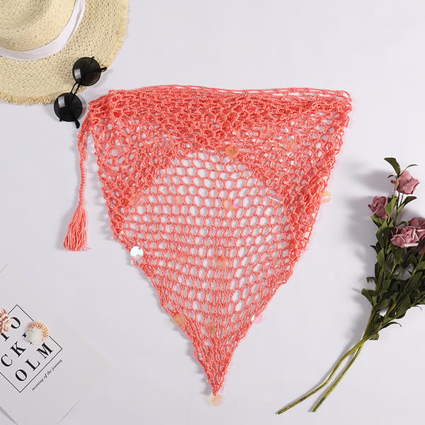 Sommer varmt sælgende håndhæklet strop hul paillet bikini top kjole Khaki One Size