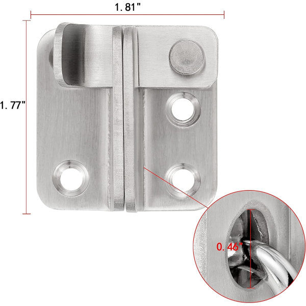 IC 2-pack flipspärrar, 1,81\"x1,77\" harjattu nikkeli, ruostumaton teräs, paksuuntettu, tukeva hasplad-portin salpa