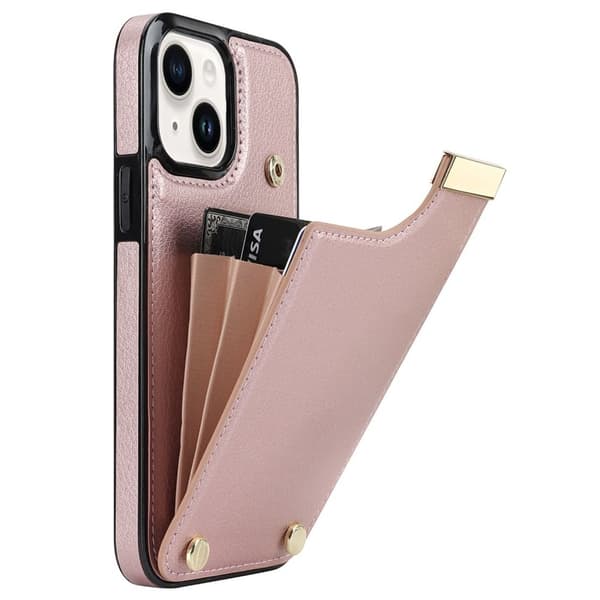 iPhone 14 -kotelo korttipaikalla - Ruusukulta Pink Rosa