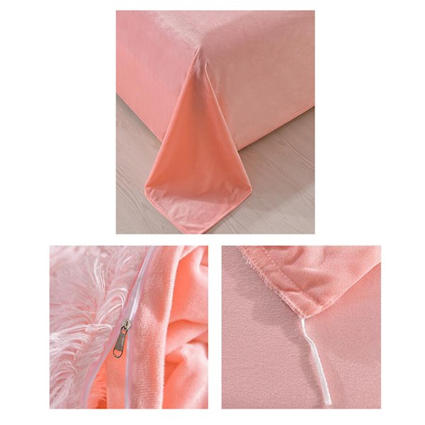 Plush Dyne Sæt, Luksuriøs Ultra Blød Fløjl Dyne Sæt 4 Dele Pink Pink 200*230cm