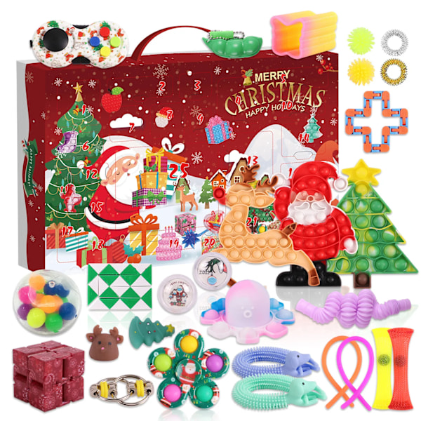 24 Dages/ Sæt Fidget Legetøj Jule Adventskalenderpakke Anti Stress Legetøjssæt Stressaflastning Figet Legetøj Blind Box Børns Julegave style 10