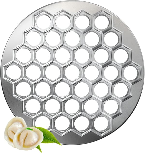 Russisk dumplingmaskine aluminiumslegering 37-hullers dumplingform til hjemmekøkken sølv
