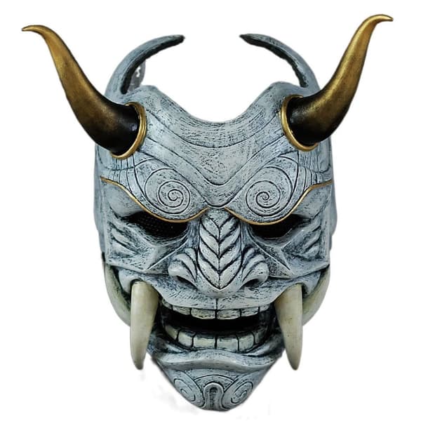 Halloween Akabane Mask Huvudbonad Samurai Noh Kabuki Prajna Devil Cosplay Mask Röd Red