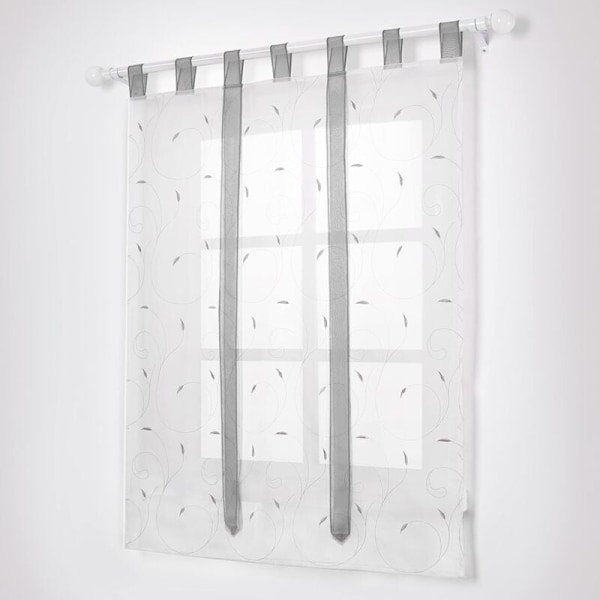 Vindusbroderi Romerske Gardiner Skjør Gardiner Dekorasjon for Soverom Balkong Kjøkken, Grå, 80cmx140cm