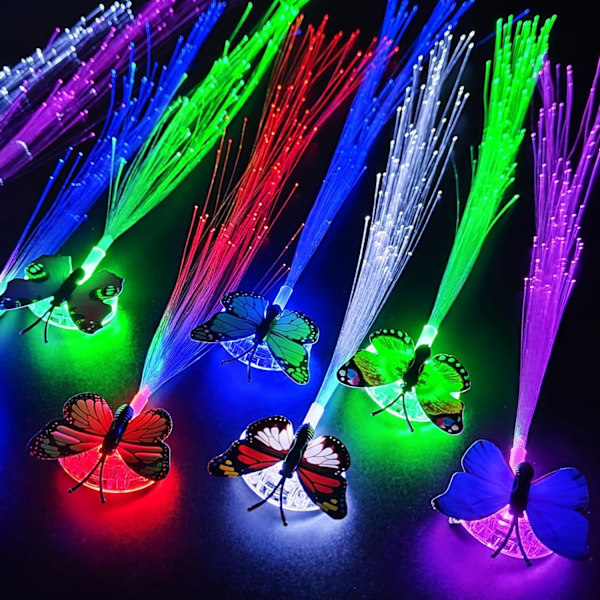 12 kpl LED-hiuskoruja, LED-hiuspinnit, valaistuvat hiuspidikkeet, LED-hiuspidikkeet, valaistuvat lelut, häihin, jouluun, Halloween-juhliin butterfly