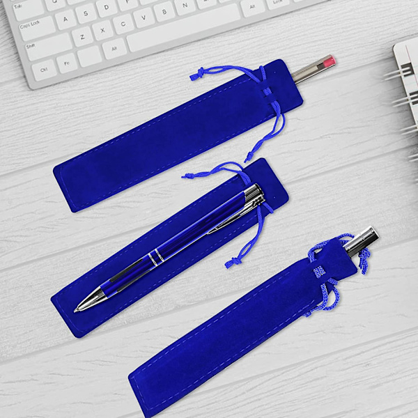 20 stk. fløjls pen pung snørebånd gaveposer enkelt pen holder emballage ærme (blå)