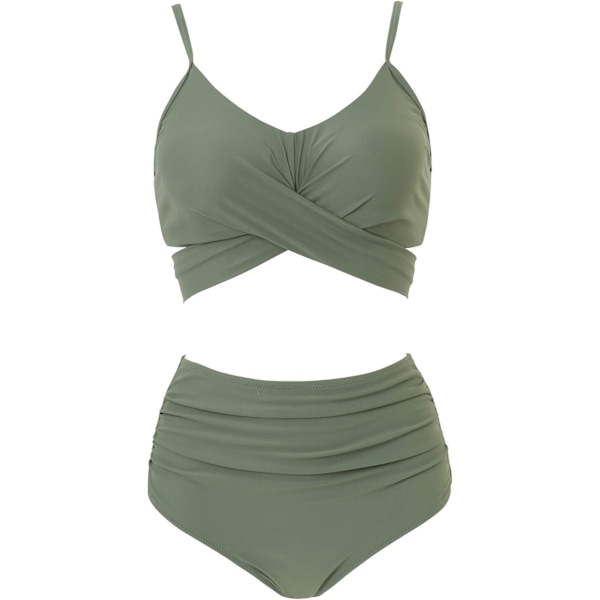 Kvinnors höga midjebandage bikini set wrap tvådelad push up S