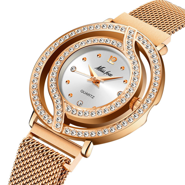 Watch med magnetisk mesh vattentät watch med watch rose gold