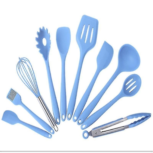 Kök Redskap Set - 10 st Silikonspattlar Set Matlagning Redskap Tång Spatel Sked