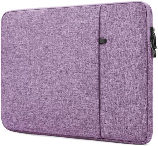 15-tums laptopfodral, vattentät duk med mjukt mockafoder, tillbehörsfickor, för 15,3-tums MacBook Air, resor, lila