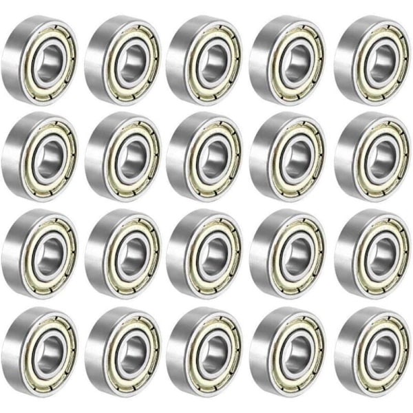 608 ZZ Metallkulelager Dobbel Skjermet Skatelager for Rulleskøyter, Skateboard, Longboard, Waveboard 8x22x7 mm 20 stk..DEBUNS