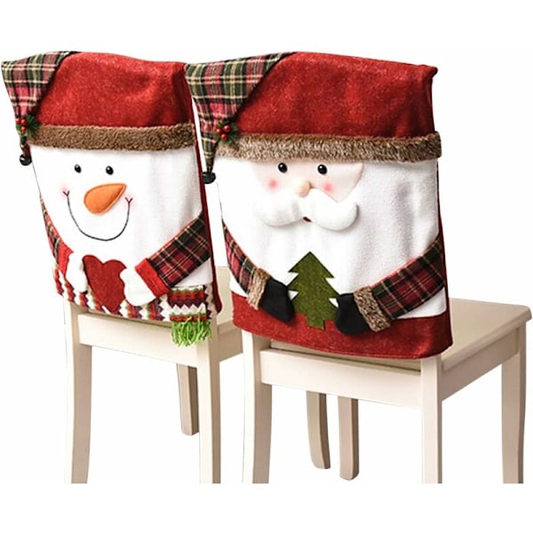 Julstolsöverdrag Juldekoration Snögubbe Hatt Jultomte Rekvisita Tillbehör för Restaurang Matsal Fest Födelsedag Bröllop (2 st) 5448cm