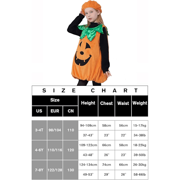 Halloween-kostymer for barn, varm gresskarvest for gutter og jenter pumpa väst 3-4 år