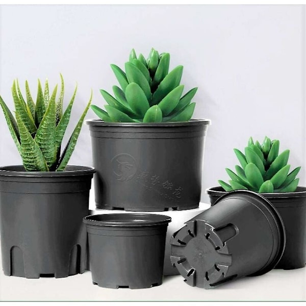 10 st Plastblomkrukor, 16 cm Tjocka Plantkrukor Växtbehållare Inomhus Trädgårdskruka (Svart)