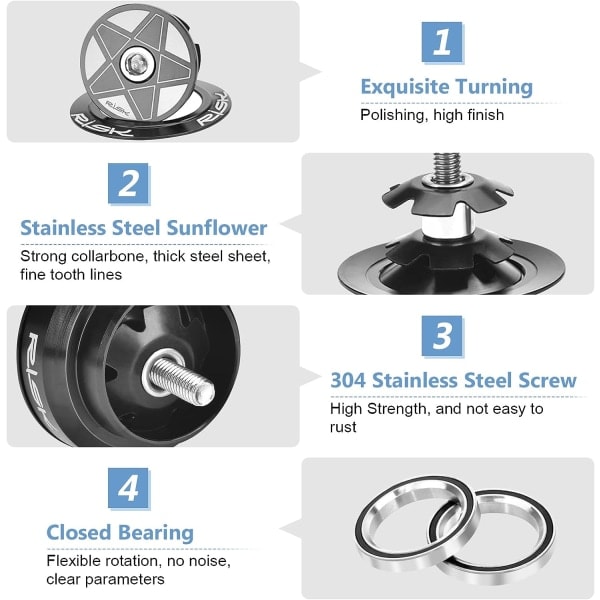 IC Aluminiumlegering cykel headset, 34 mm 1 1/8 mountainbike forseglet headset