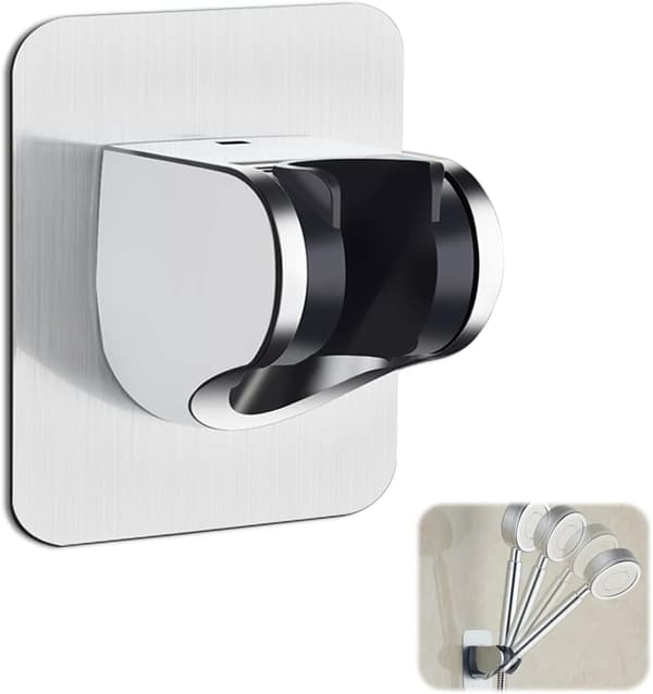 Dusjhodeholder, selvklebende, uten boring, justerbar veggmontert hånddusjbrakett for baderom, krom