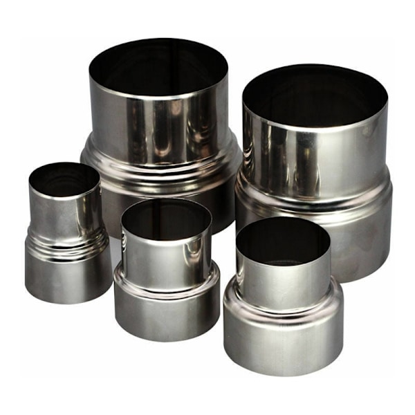 Rostfri spisrörsreducerare röranslutning skorstenskanal adapter - Ø80mm / Ø60mm (1 st)