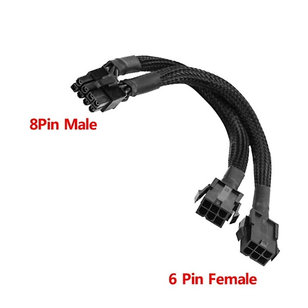 8-pin uros - 2x 6-pin naaras kaapeliadapteri Dual- 6-pin - 8-pin Gpu kaapeli 20cm