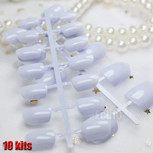 240 st ljusa lila söta nageldesignkit tips enkla DIY runda korta full wrappade akryl falska naglar för fingerplåster manikyr