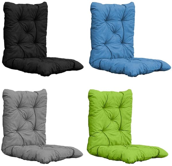 Liggestolshynde, blød tuftet høj ryg, vejrbestandig polyester, indendørs/udendørs spisning, sort, 100 x 50 cm