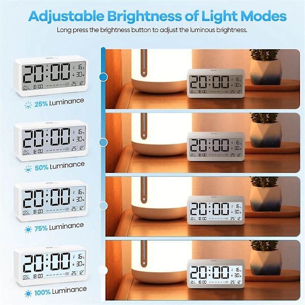 Digital väckarklocka med stor LCD-skärm, hög ringsignal för effektiv väckning, multifunktion med temperatur