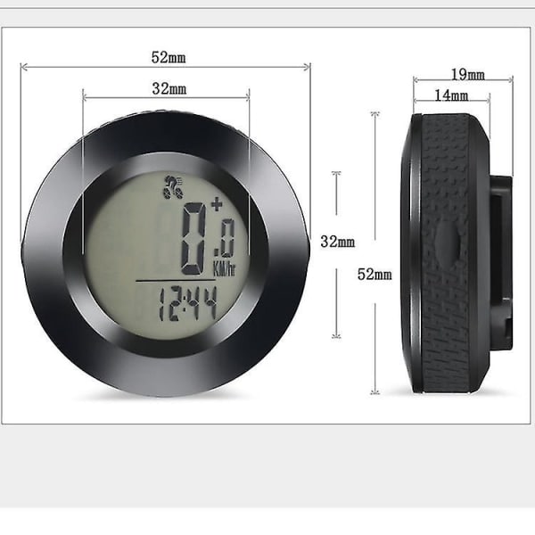 Vandtæt trådløs speedometer med 3-farvet baggrundsbelysning