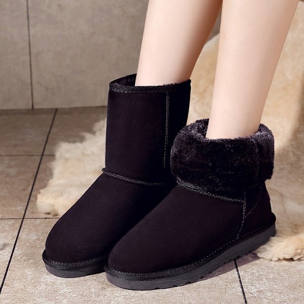 2024 new women's shoes snow boots women's real leather plus velvet thick warm cotton shoes MJ51 women autumn and winter