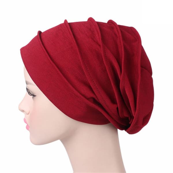 Elastisk turbanlue for kvinner, myk bomullshette muslimsk hijab hodeplagg chemo-hatt black