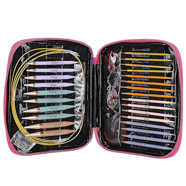 13 par utbytbara stickningsnålar set, cirkulära stickningsnålar med 2,75 mm-10 mm (kui)