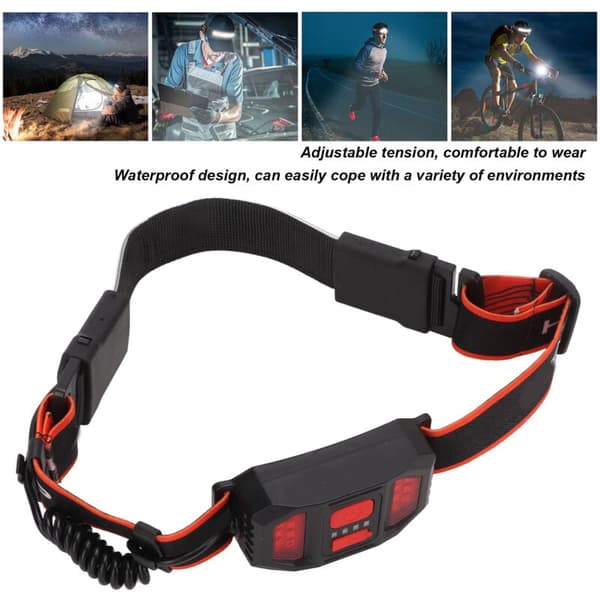 LED Hodelykt, Highlight Hodelykt, Oppladbar Hodelykt, Rødt Baklys for Camping, Fotturer, DUBUNS