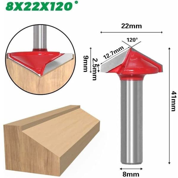 4 stk. lige V-notfræser, 60° 90° 120°, 8 mm skaft, 3D V-formet træbearbejdningsfræser CNC-graveringsbit