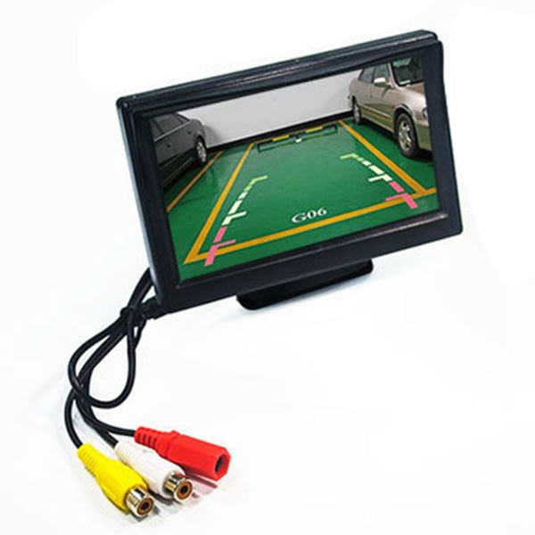5-tums bilbackningsmonitor LCD högupplöst digital skärm 2-vägs videoingång