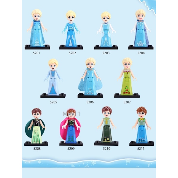 Prinsesse minifigur byggeklosser små partikler puslespill dukkeleker 11pcs 4.5cm high