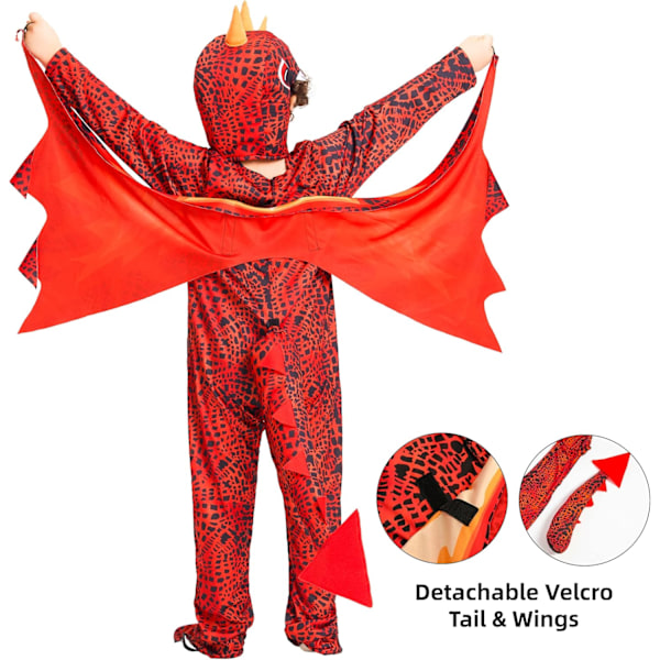Børnedinosaur jumpsuit kostume halloween kostume unisex drenge piger dino outfit pterosaucer 3-4 Jahre
