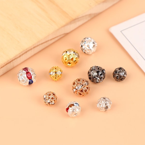 IC 50 stk 6mm Rhinestone Rone Krystal Løse Spacer Perler Til Smykker K-8mm
