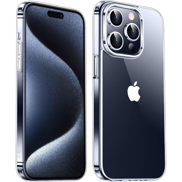 IC Fodral for Apple iPhone 15 Pro (2023), kamerabeskyttelse støtsikker TPU myk silikon mobilskall iPhone 15 Pro Max (klar)