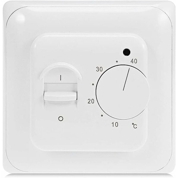 Manuell Elektrisk Gulvvarmetermostat med AC 220V 16A Sensor, Mekanisk Gulvvarmetermostat Regulator [Energiklasse A+++]