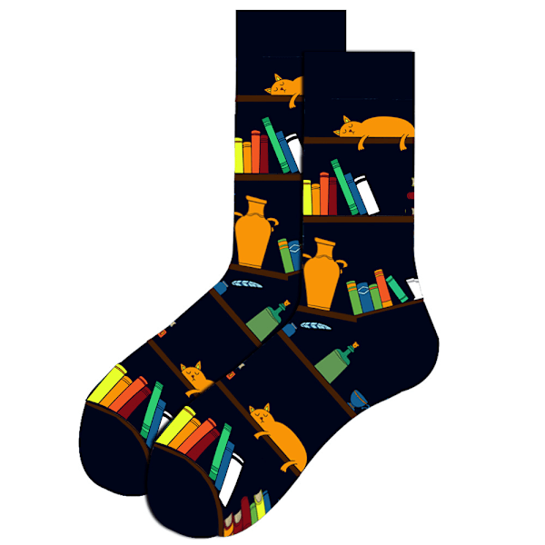 5 kpl pillerishakkinappula-miesten sukat Resident Evil -puolipitkät sukat punaviinisukat taskukello olutmerkki naisten sukat Bookshelf (5 pairs) 38~45 yards