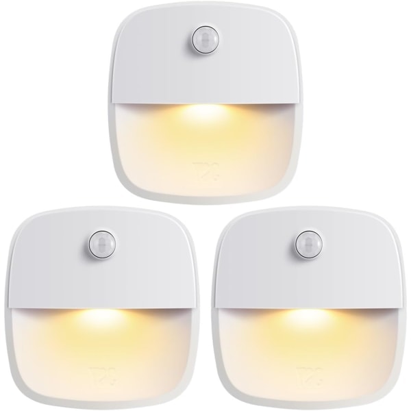 IC (Uppgraderad version) Rörelsesensorlampa, sladdlös batteridriven LED-nattlampa, vägglampa, garderobsbelysning (varmvit – 3-pack)