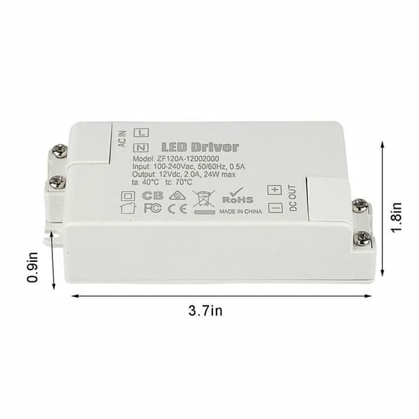 24W 12V Strømforsyning Transformator - Konstant Spenning LED Driver Konverter Adapter - For LED Striper og G4, MR11, MR16 Pærer