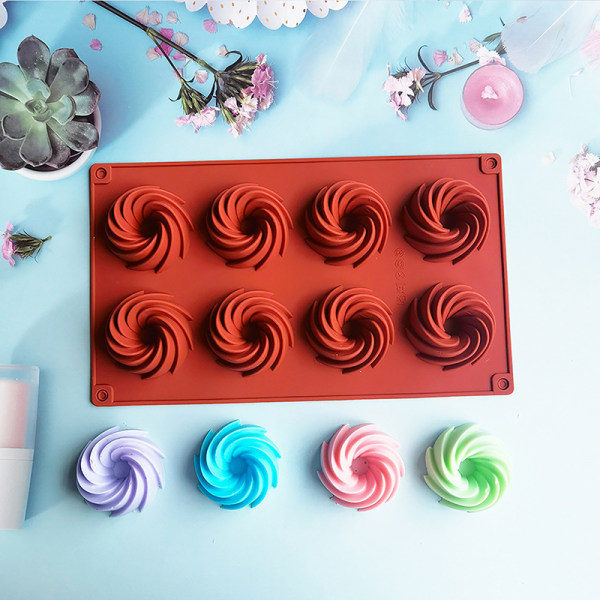 IC 1st 8 Hulrom Silikon Kakeform DIY Mini Spiralformet Kake Cho