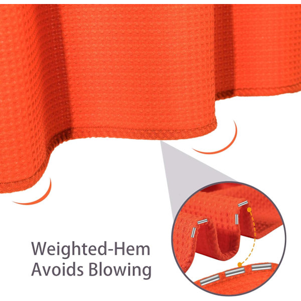 Våfflat duschdraperi, med duschdraperiringar tyg badkarsdraperi set Orange färg Orange color 1.2*2m