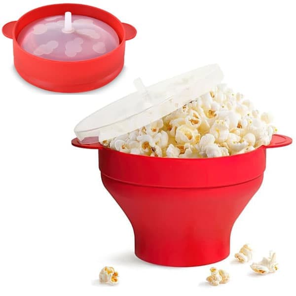 Silicone Popcorn Bowl for Microwave - Foldable Red Popcorn Bowl for Microwave Popcorn