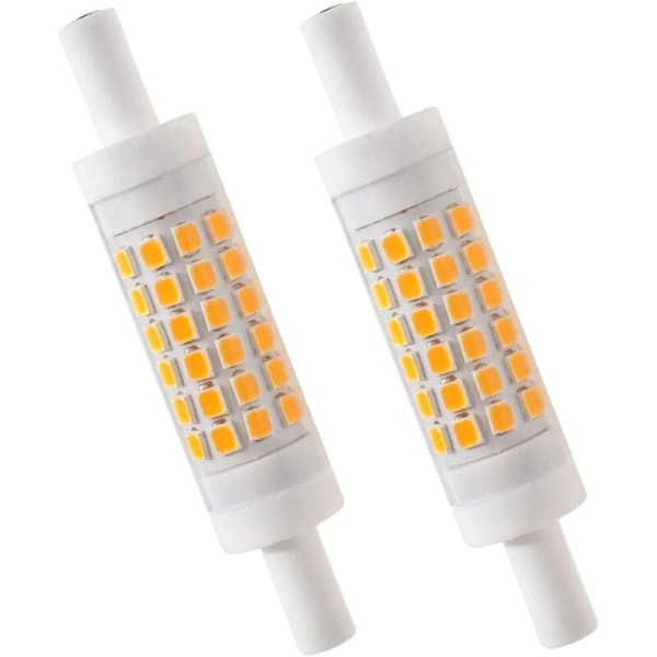 R7S LED 78mm Dimbar Varmhvit 2700K 5W J78 LED Lampe 450lm Erstatter 50W Halogenlampe Lyspære 230V 83 Ra, 2-pakning [Energiklasse E]