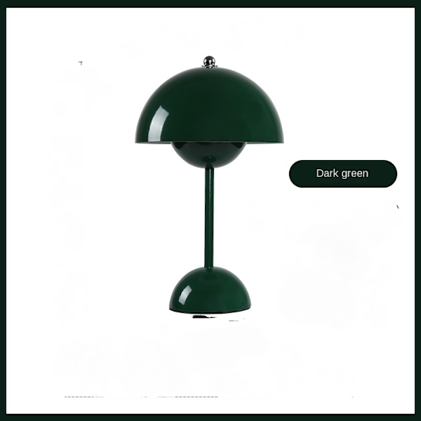 Nordisk dansk blomsterknopp bordlampe, bryllupsrom, soverom, skrivebordsdekorasjon, lampe, nattbordslampe (oppladbar) Mörkgrön