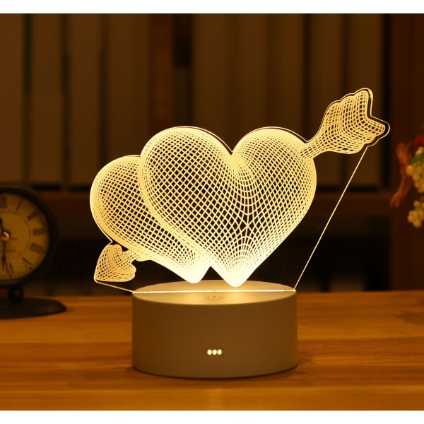3D-lampa Hjärtformad ballong Akryl LED Night Light Dekorativ bordslampa