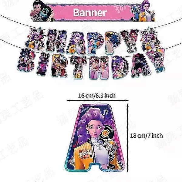 K-POP Demon Hunters Birthday Kit with Banners, Cake Toppers, and Balloons