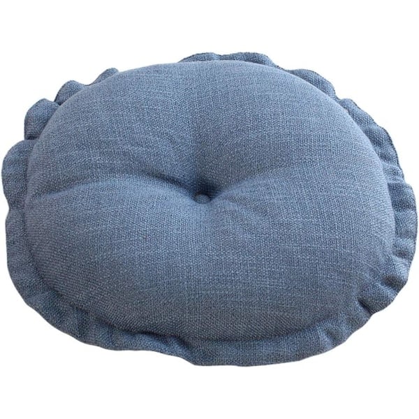 IC Boho mjuk golvkudde med volanger, rund sittdyna med tryck Tatami för meditation, yoga, vardagsrum, balkong (himmelsblå, 40,6 x 40,6 x 10,2 cm)