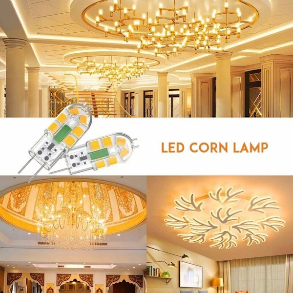 G4 Lampa, G4 LED Lampa 2W 200LM, Motsvarar 20W G4 Halogenlampa, Varmvit 3000K, AC/DC 12V, Flimmerfri, Ej Dimbar, 10-pack, DEBUNS