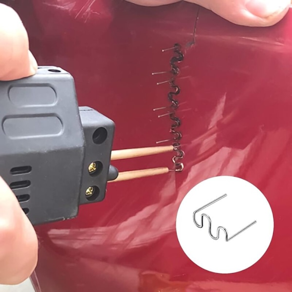 500 kpl Metallisia kuumia niittejä, 0,8 mm aaltotyylinen muovihitsausniitti auton puskurin korjaukseen, korihitsaukseen, laatikolla